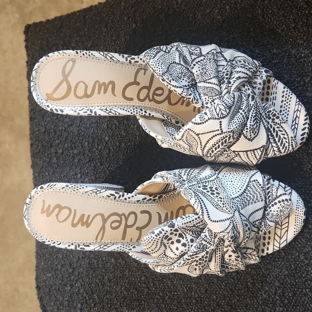 SAM EDELMAN Black & White Oda Knot Slip Heels Size 6 - Picture 2 of 5